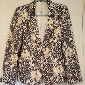 Joie Linen Black, White & Tan Printed Blazer